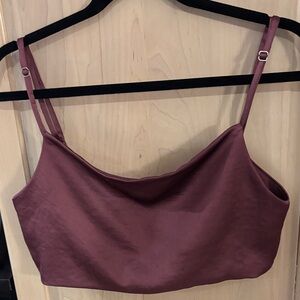 LAUREN GABRIELSON LADIES BURGUNDY WINE SATIN CROP TANK TOP-M